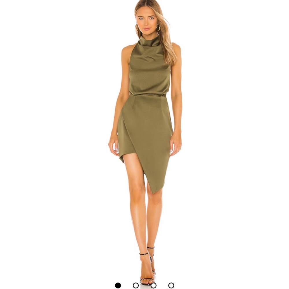 Elliatt Asymmetrical Olive Dress